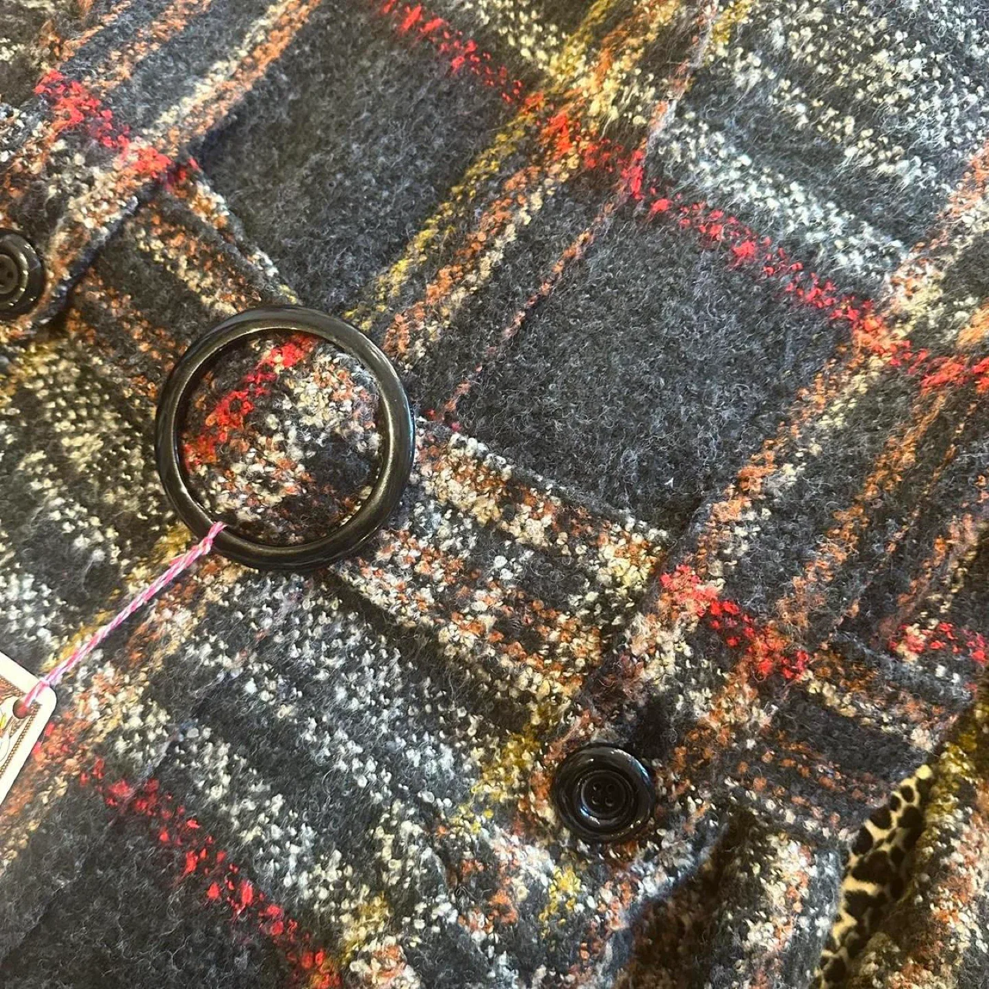 POINT ZERO Plaid Wool Blend Coat - Size L image indicator(4)