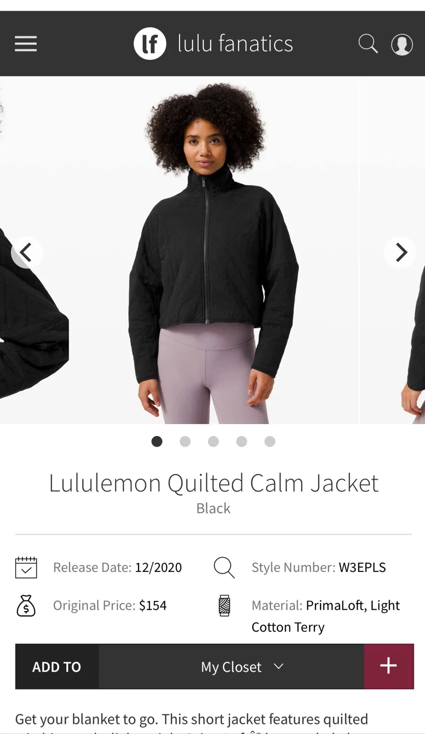 Lululemon Quilted Calm Jacket Womens size XL image indicator(8)