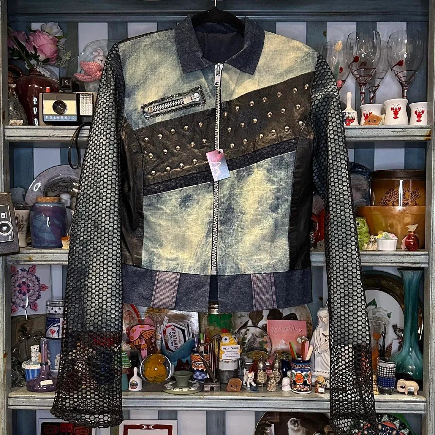 Unique Denim & Leather Studded Jacket
