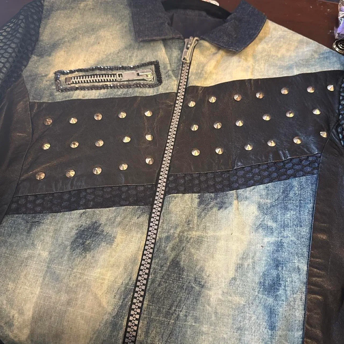 Unique Denim & Leather Studded Jacket image indicator(3)