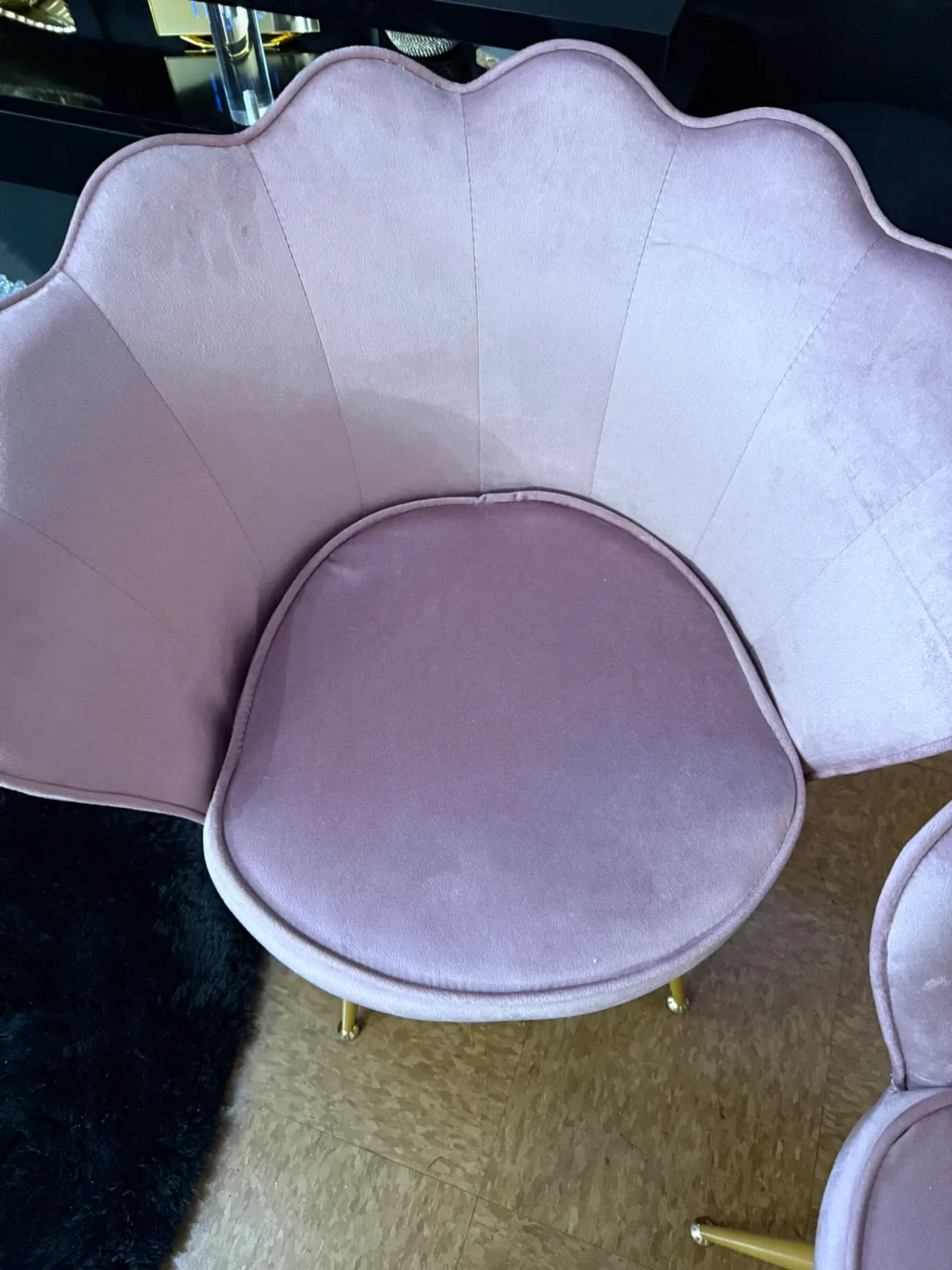 Pink Velvet Shell Accent Chair image indicator(2)
