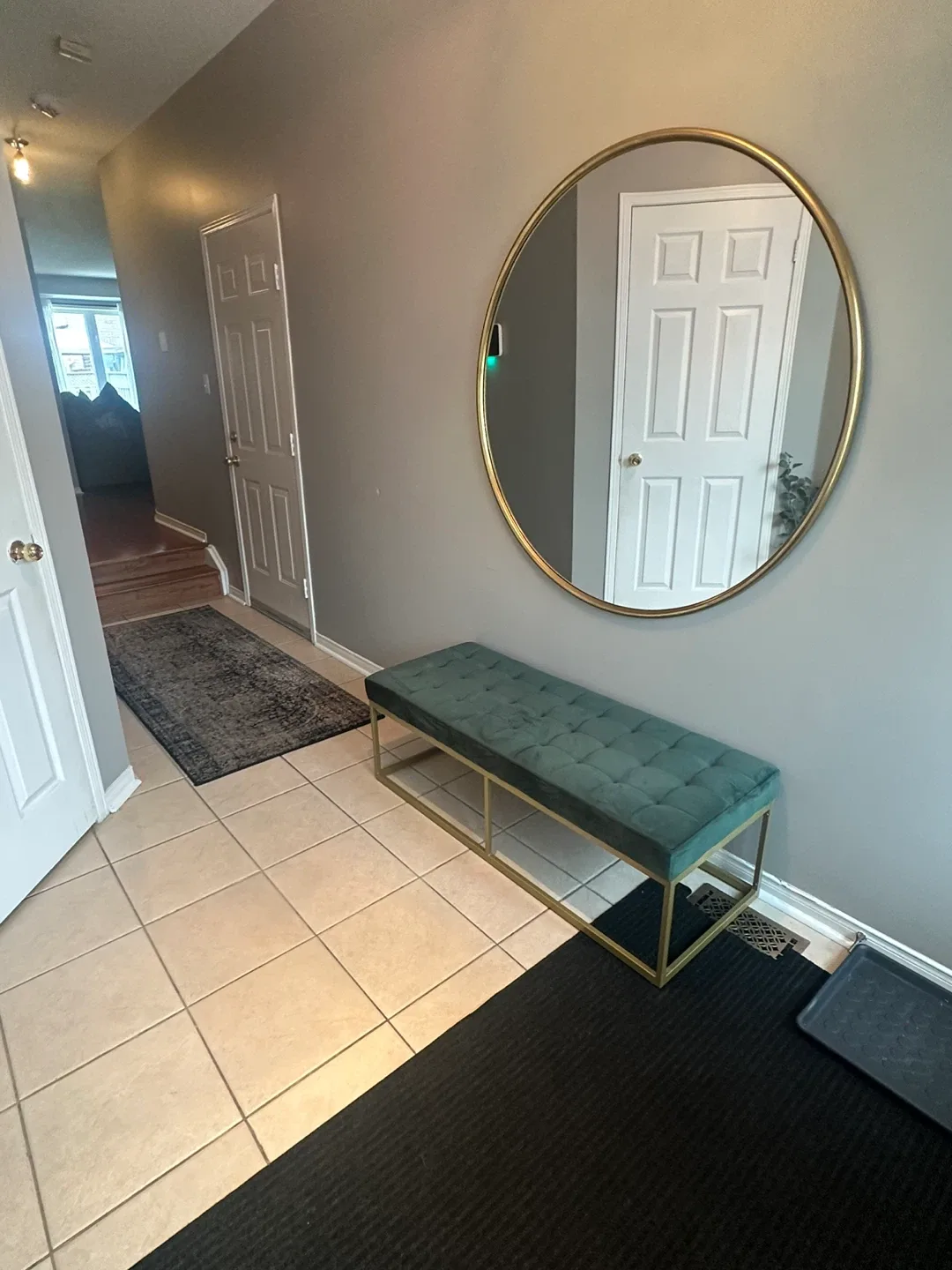 Entryway Bench - Emerald Green mirror