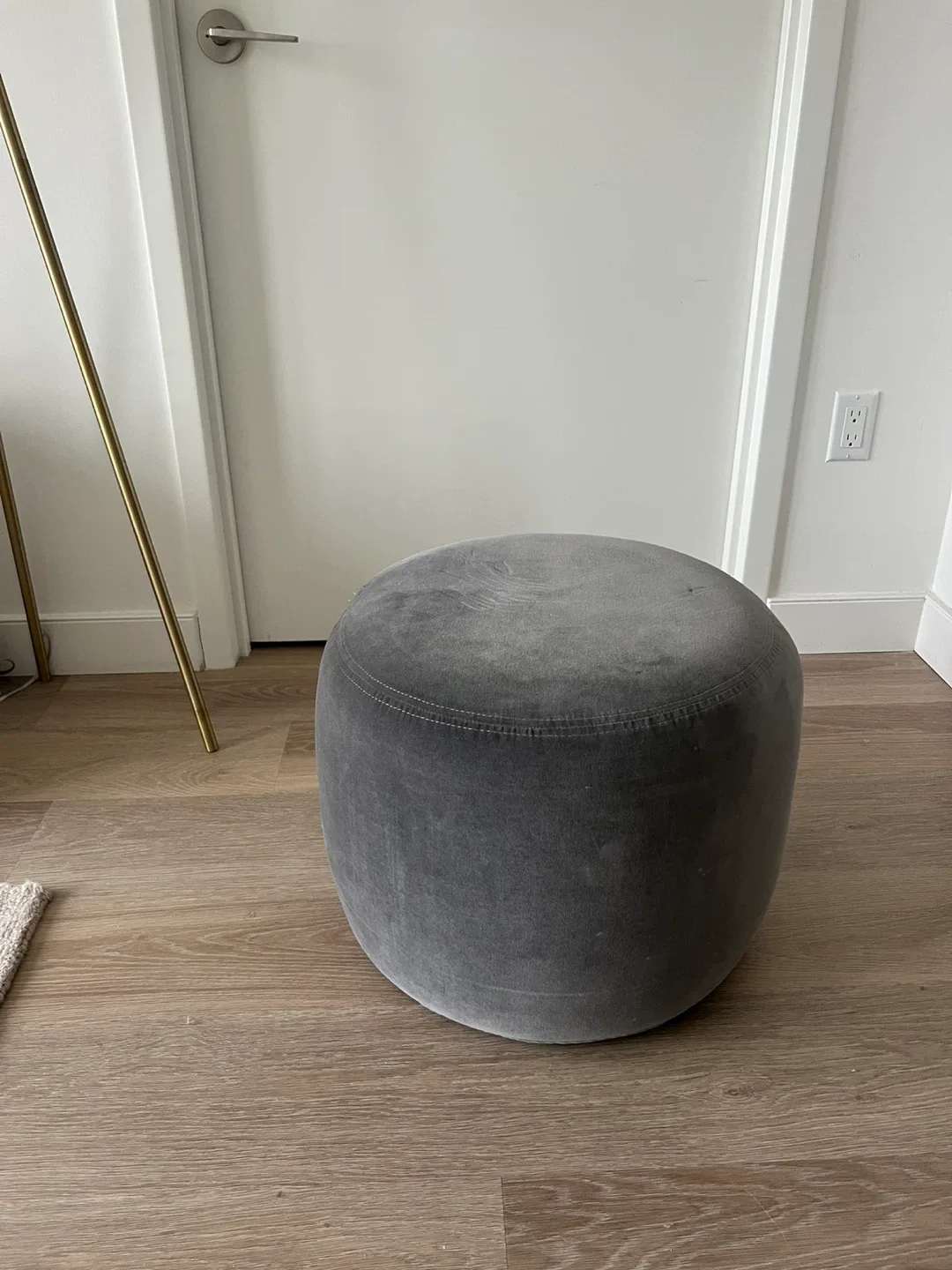 Gray Velvet Ottoman Footstool