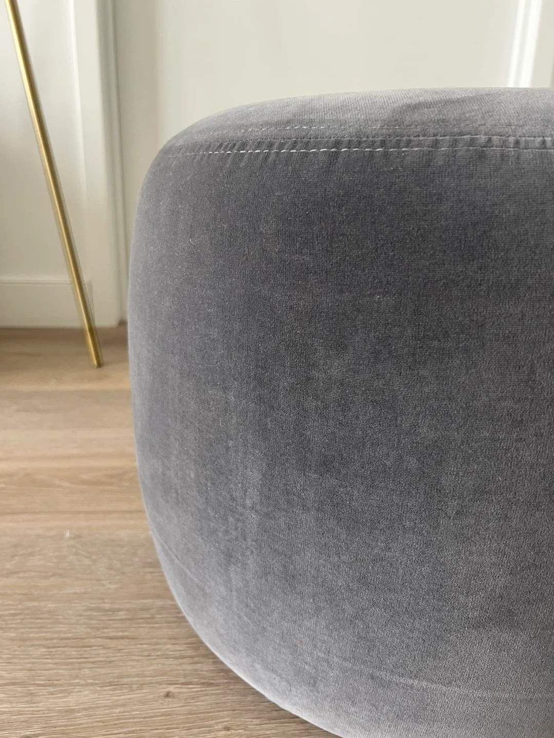 Gray Velvet Ottoman Footstool image indicator(2)