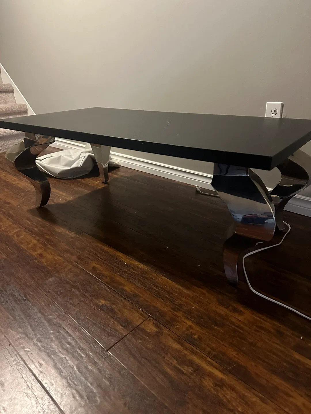 Black Coffee Table with Chrome Legs