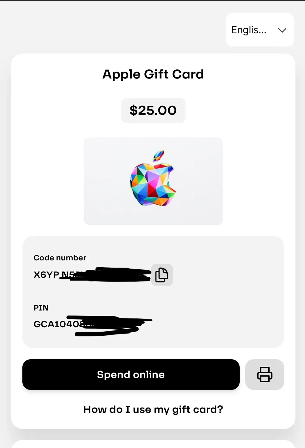 Apple $25 Gift Card