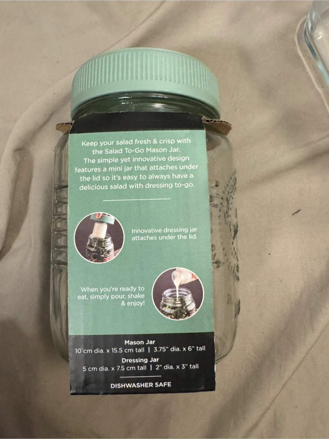 Salad To-Go Mason Jar with Dressing Container