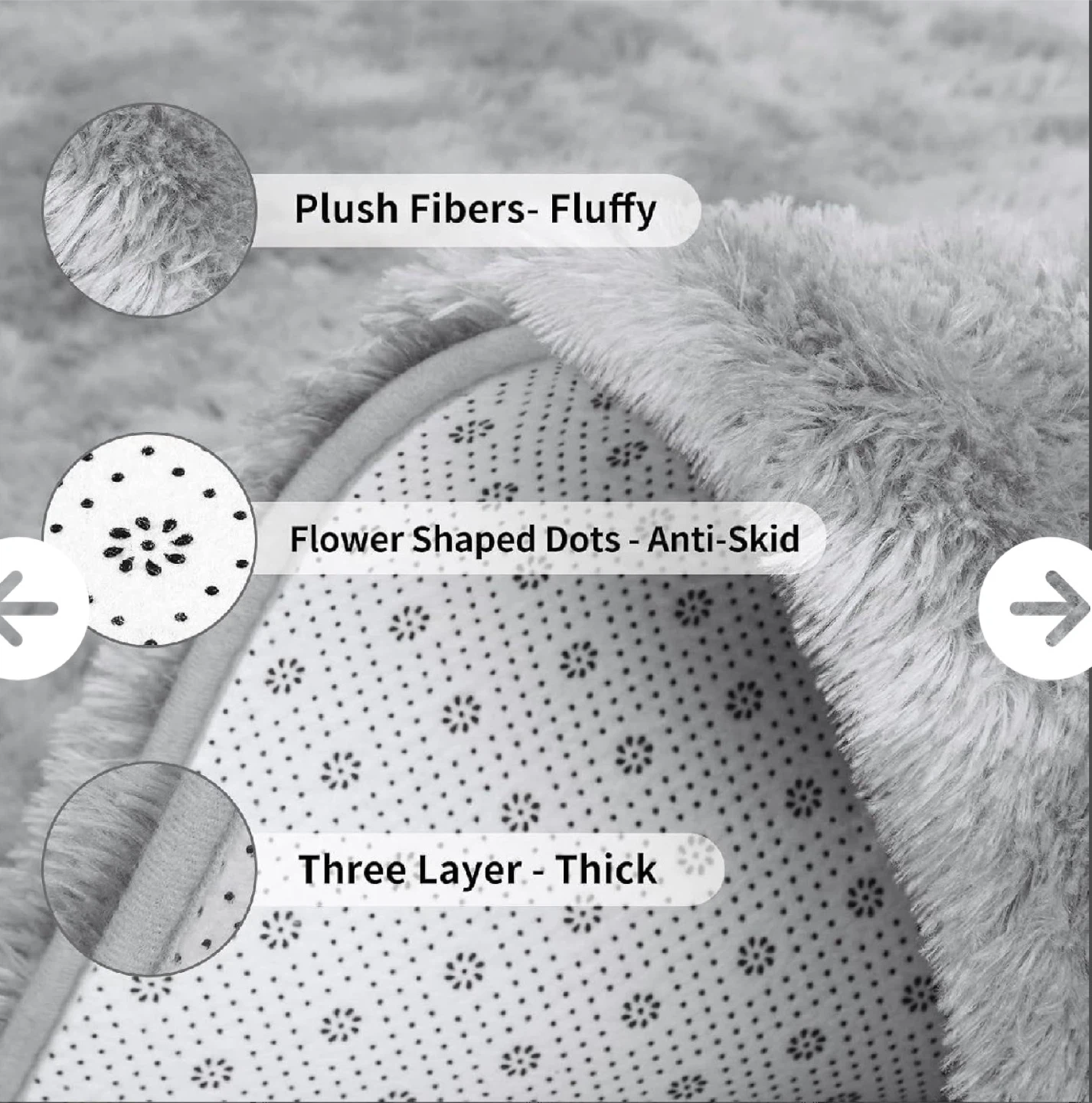 Fluffy Grey Area Rug - Plush & Thick - photo 3