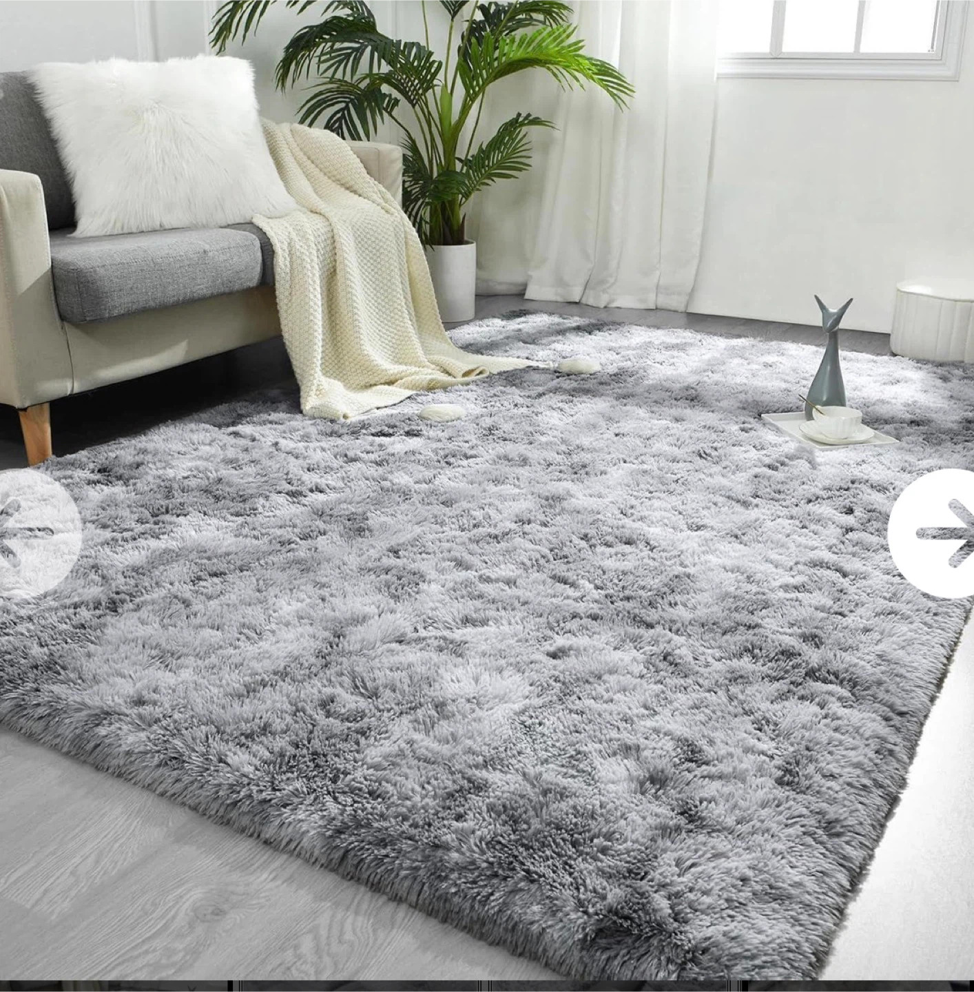 Fluffy Grey Area Rug - Plush & Thick - photo 2
