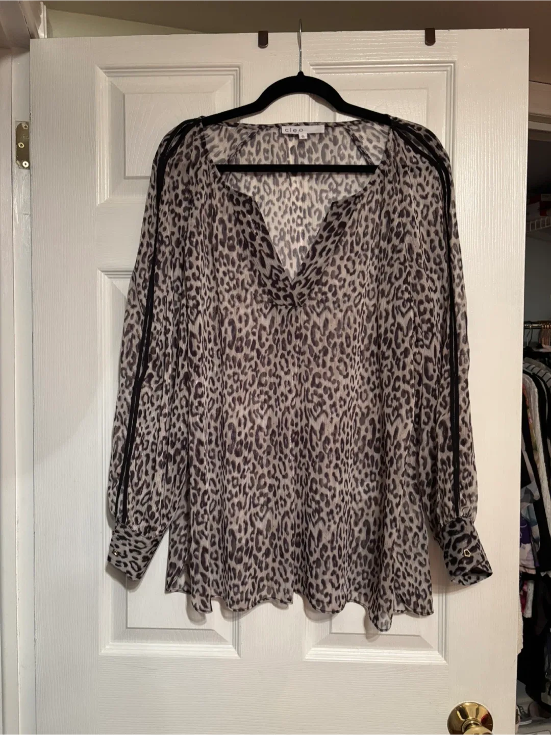 Cleo Leopard Print Blouse Size XL-$15