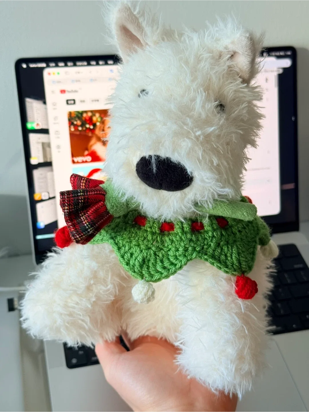 Crochet pet collar for Christmas