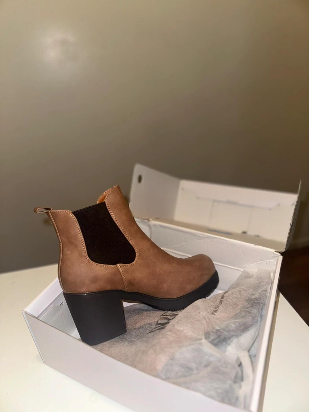Brown Ankle Heel Boots