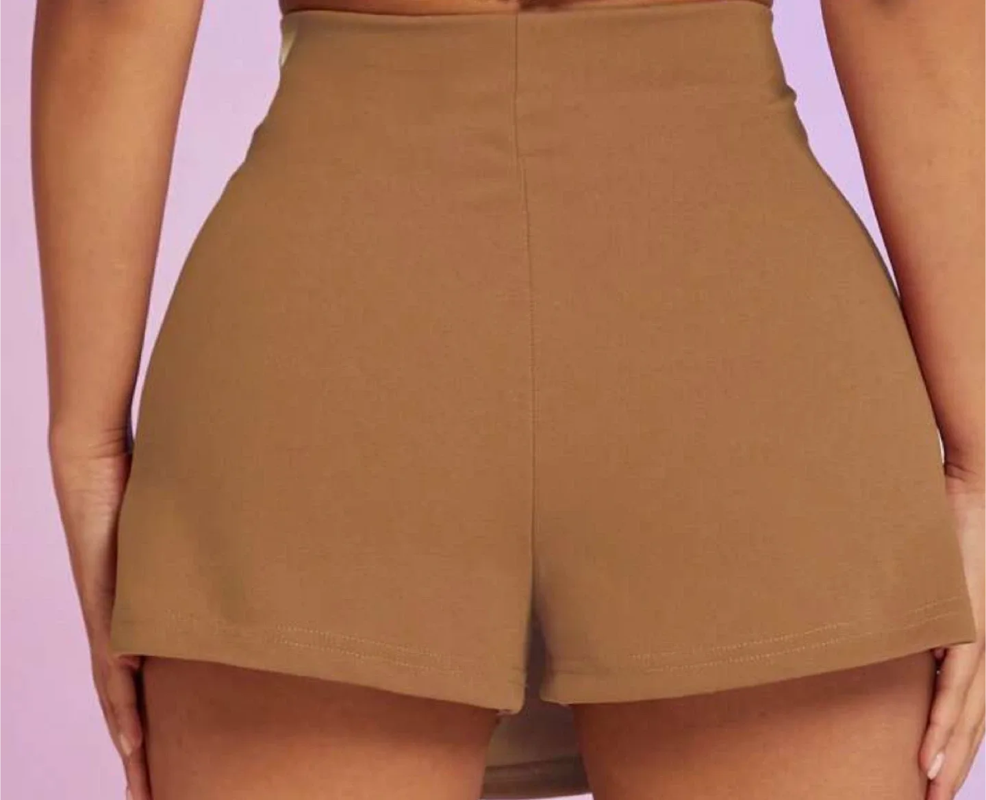 Brown/ tan Mini Skort with Belt image indicator(2)