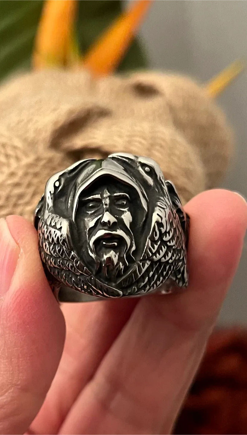 Viking inspired stainless steel Ring . Size 10 men