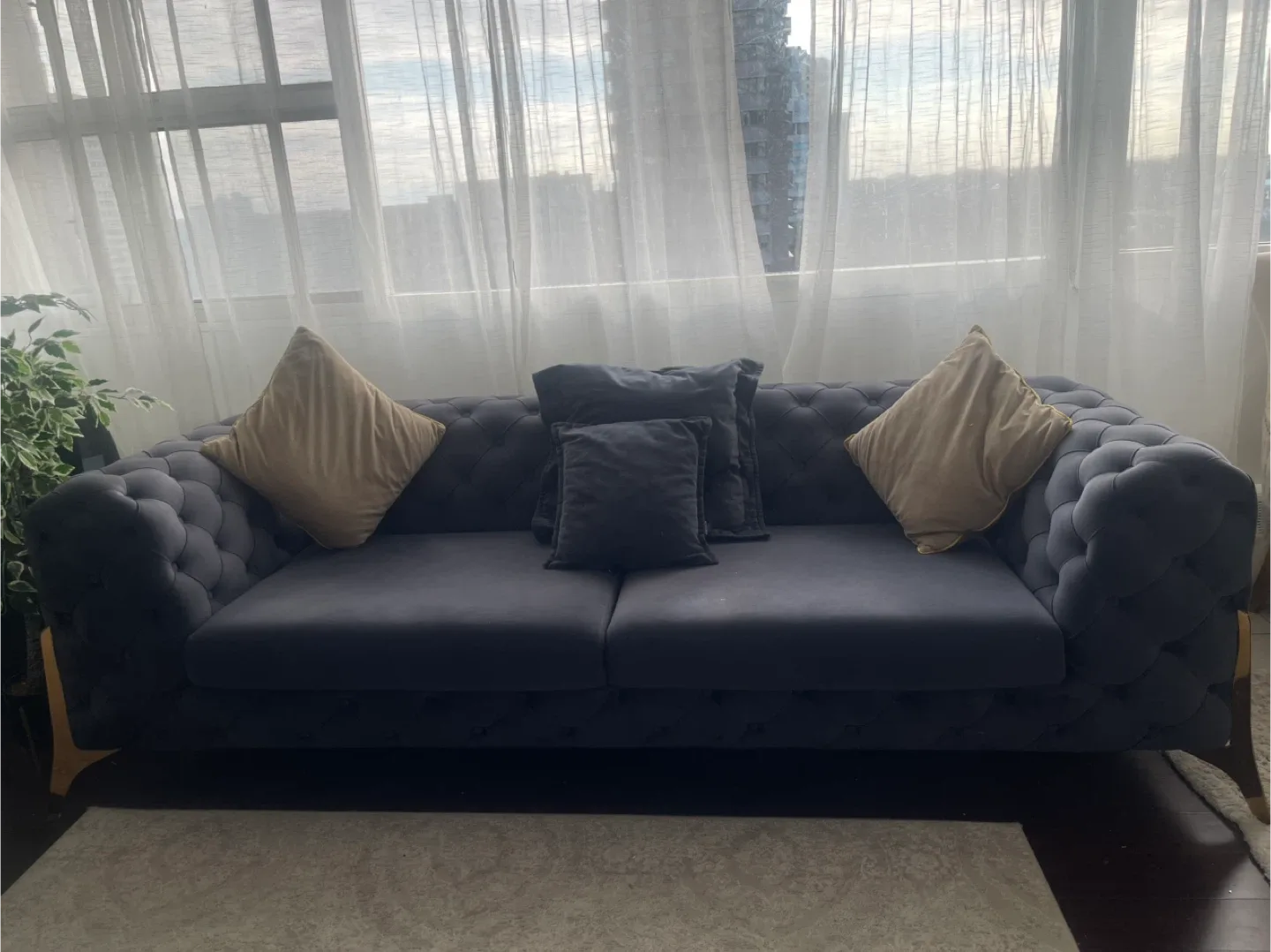 Grey Tufted Chesterfield Style Sofa