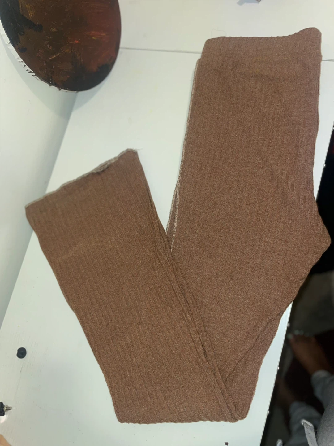 Brown Ribbed Flare Leggings - photo 2