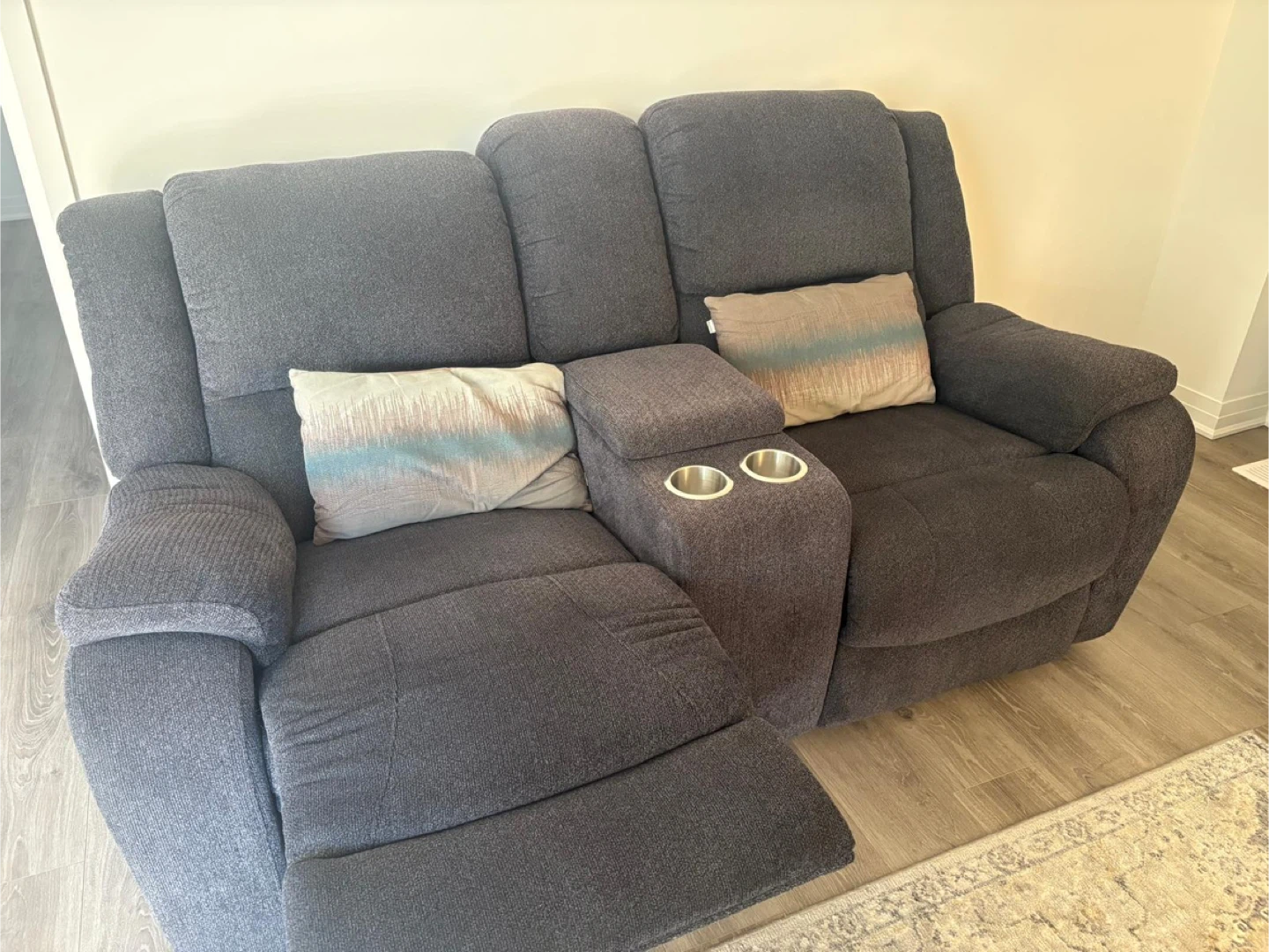 Dark blue grey Reclining Sofa and Loveseat Set - photo 3