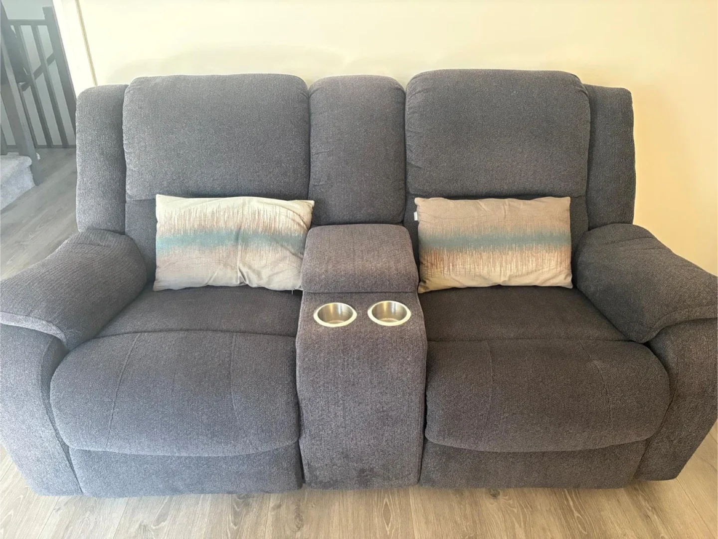 Dark blue grey Reclining Sofa and Loveseat Set image indicator(2)