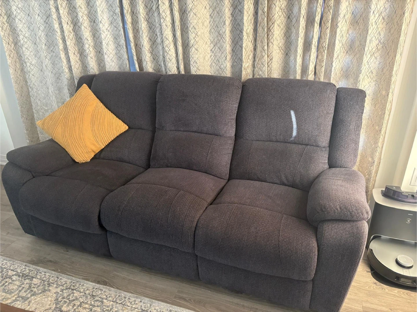 Dark blue grey Reclining Sofa and Loveseat Set