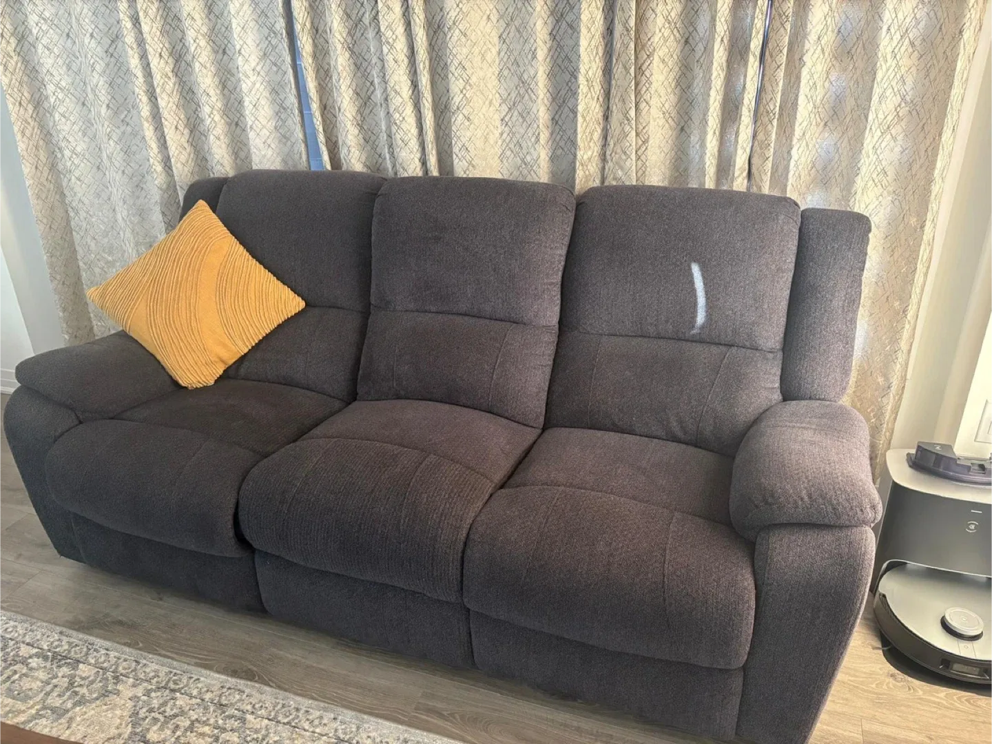 Dark blue grey Reclining Sofa and Loveseat Set