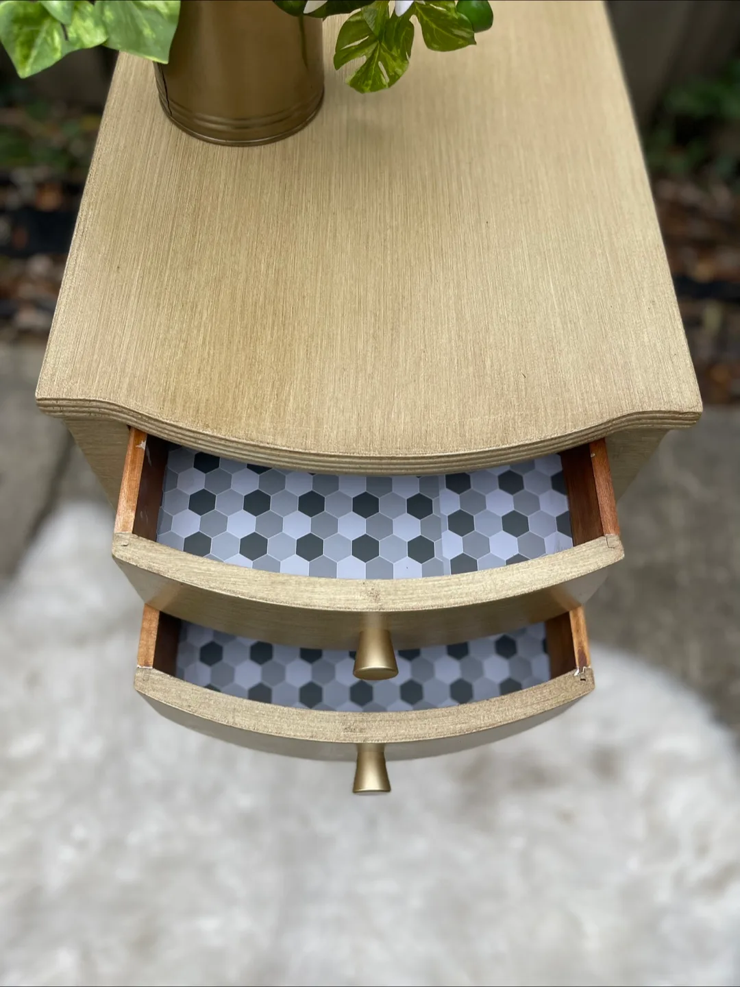 Beautiful nightstand with 2 drawers redone In Pottery Barn Dupe image indicator(6)