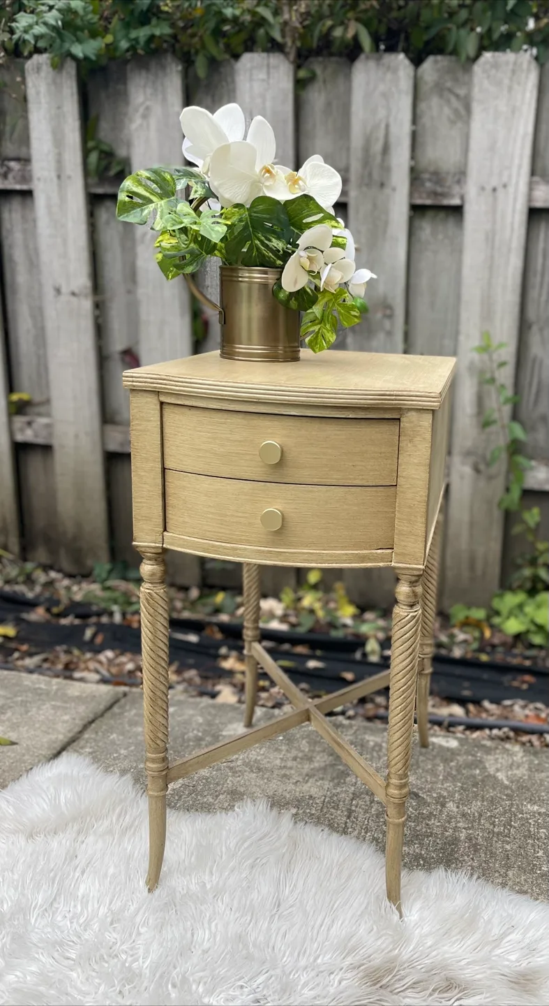 Beautiful nightstand with 2 drawers redone In Pottery Barn Dupe