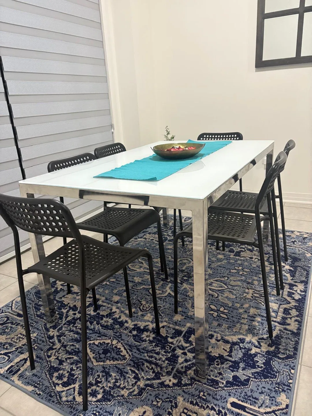 Dining Table with 6 Chairs - White & Black