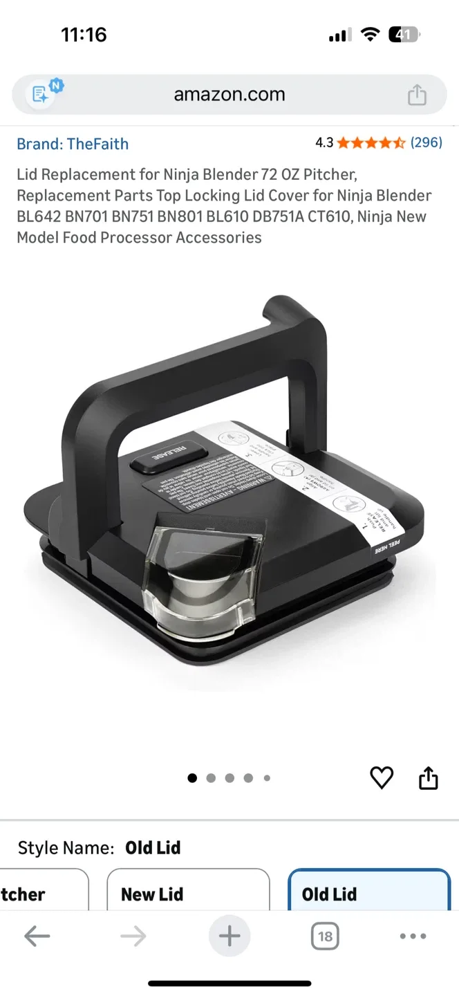 Ninja Professional 1500 Watts Blender lid, knife. For parts.