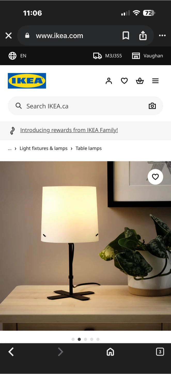 IKEA Black Metal Nightstand with Lamp - photo 2