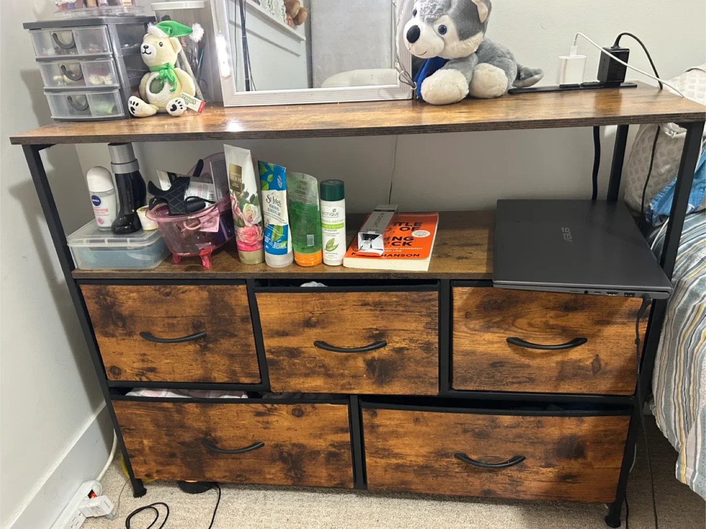 Rustic Brown Console Table with Drawers