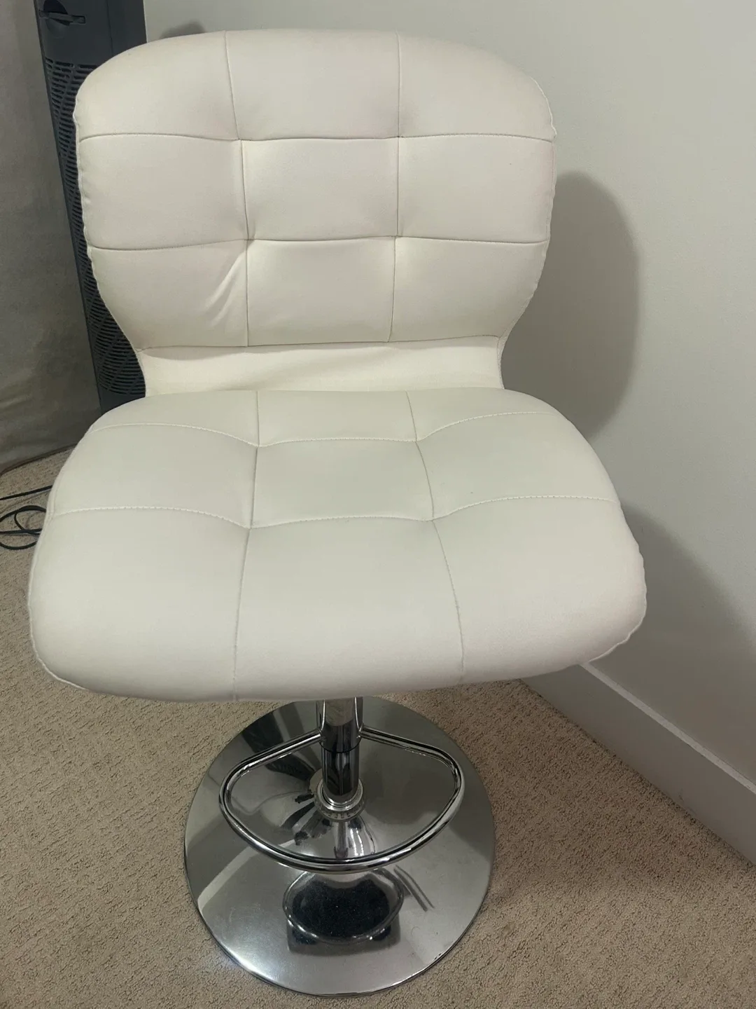 White Adjustable Bar Stool