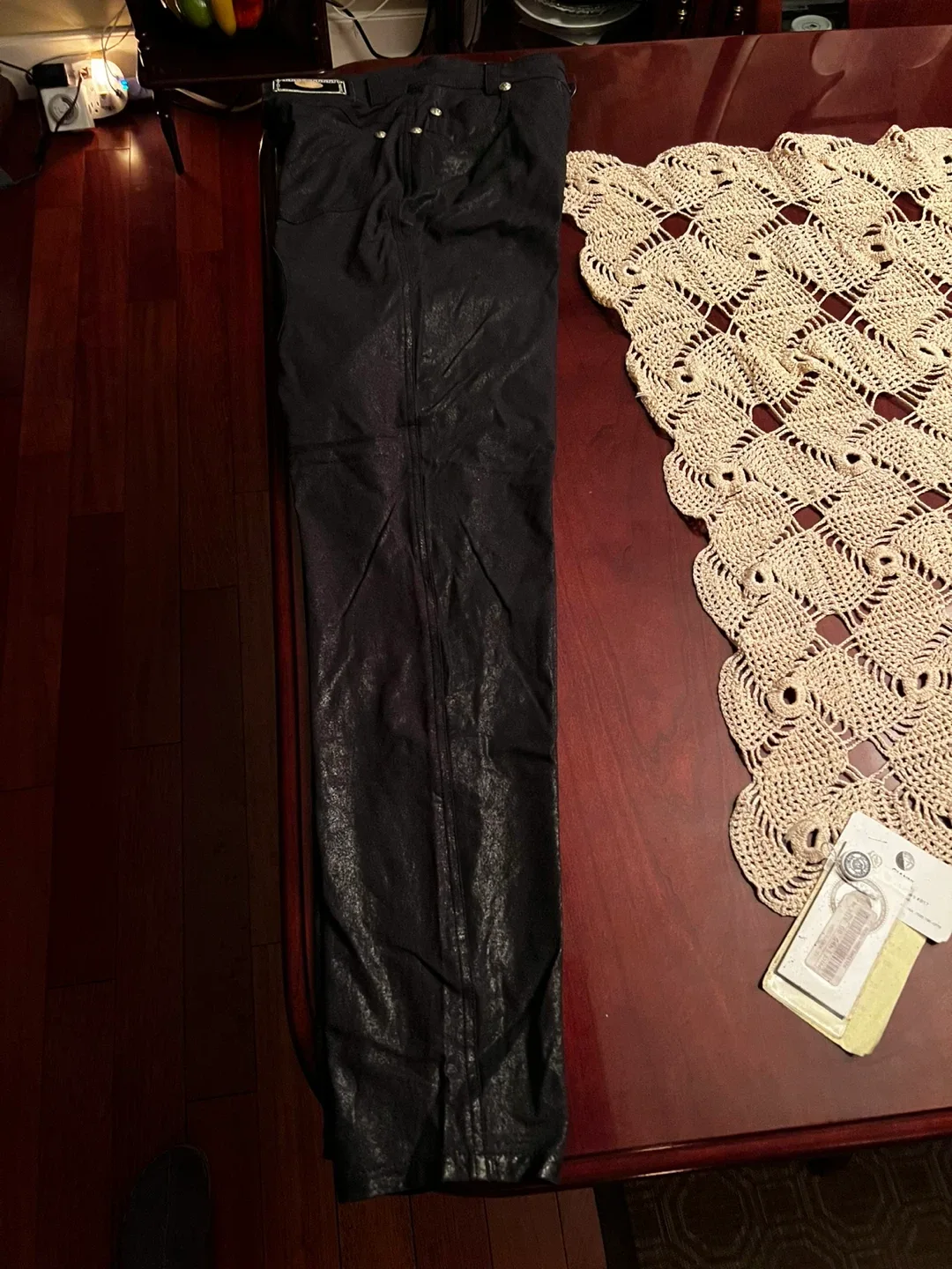 Gianni Versace Leather Panel Jeans