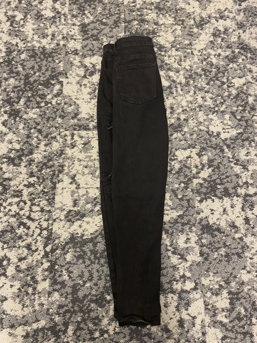 Black Ripped Jeans with Blue Patches image indicator(7)