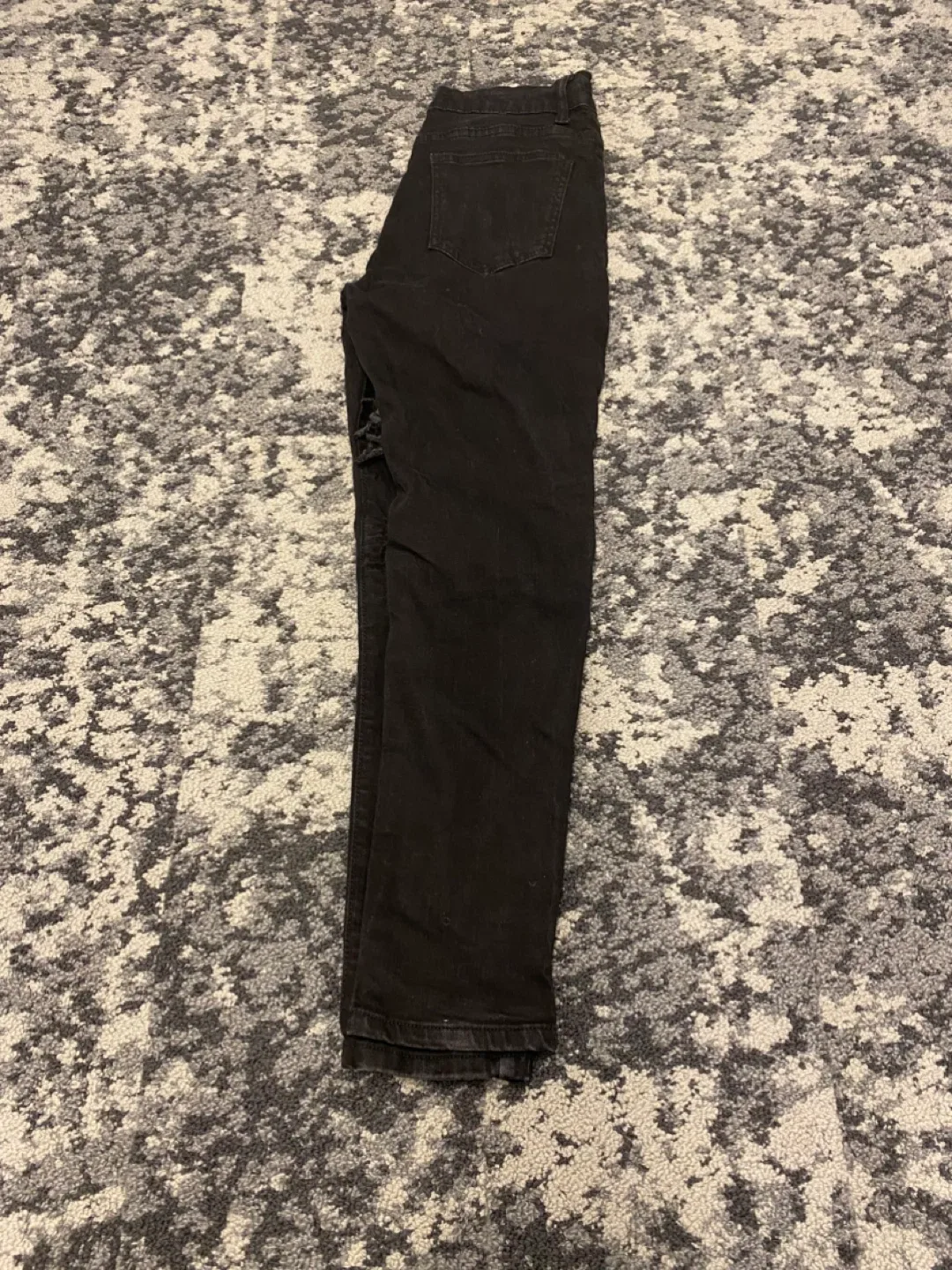 Black Ripped Jeans with Blue Patches image indicator(8)