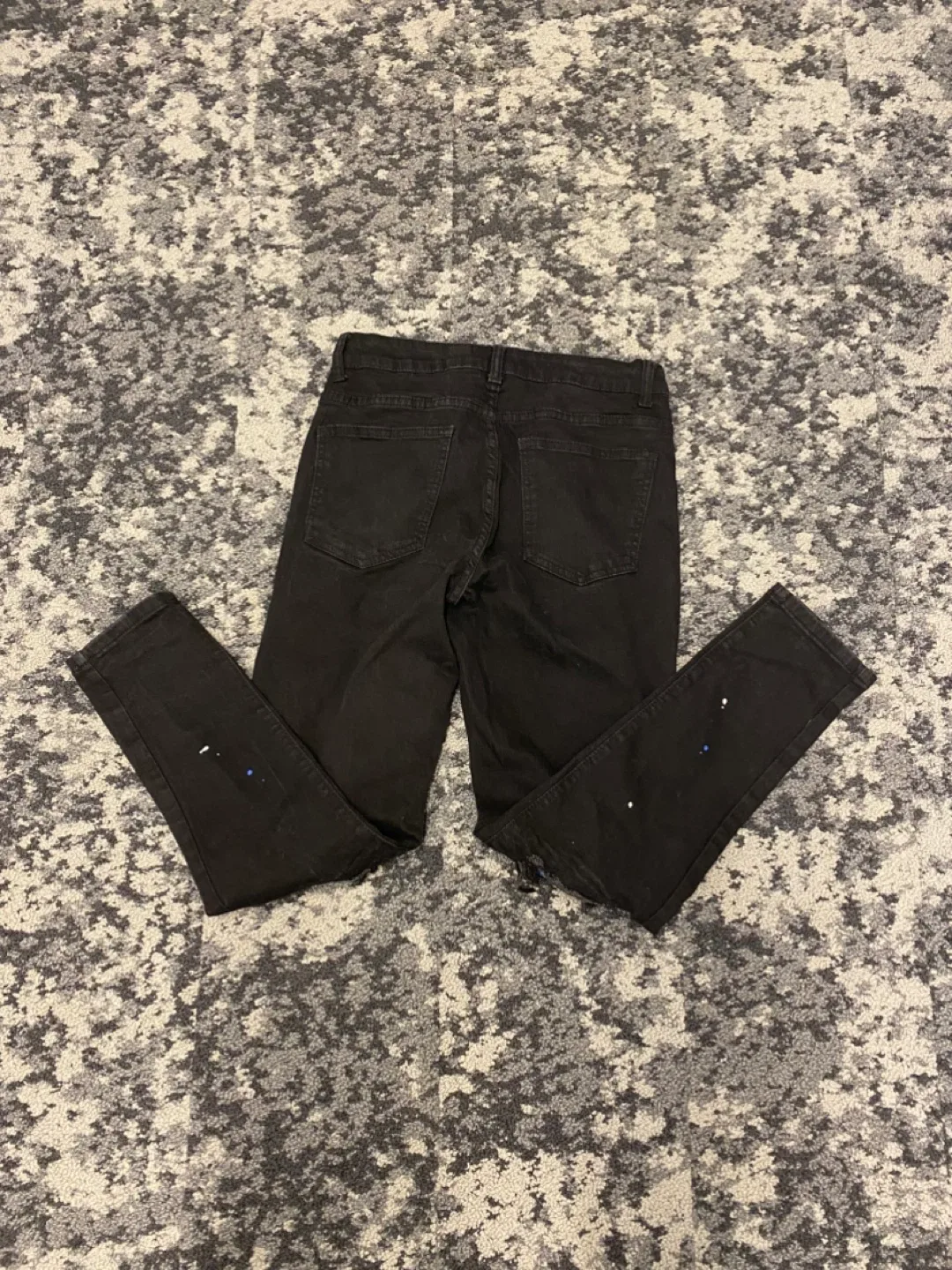 Black Ripped Jeans with Blue Patches image indicator(10)