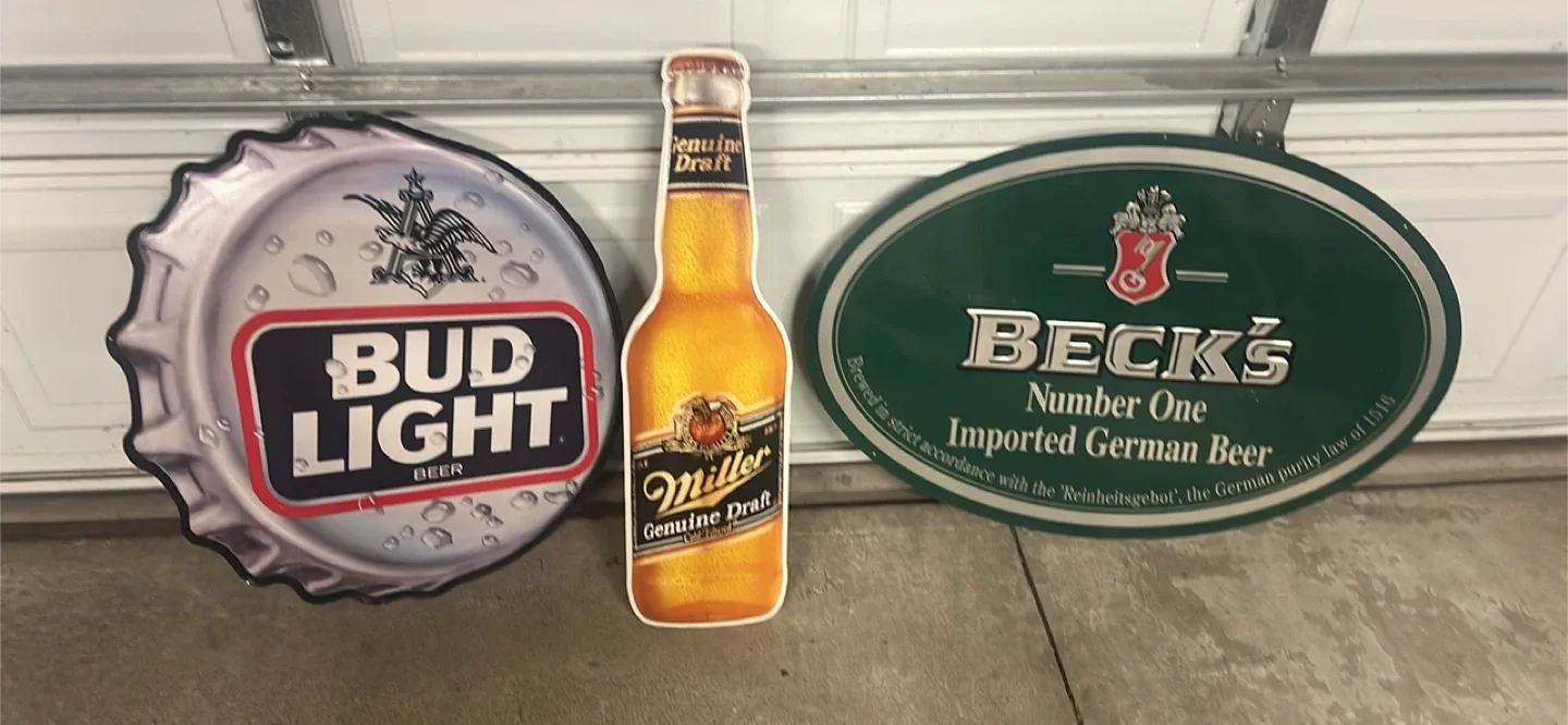 Beer Brand Metal Sign - Bud Light, Miller, Beck's