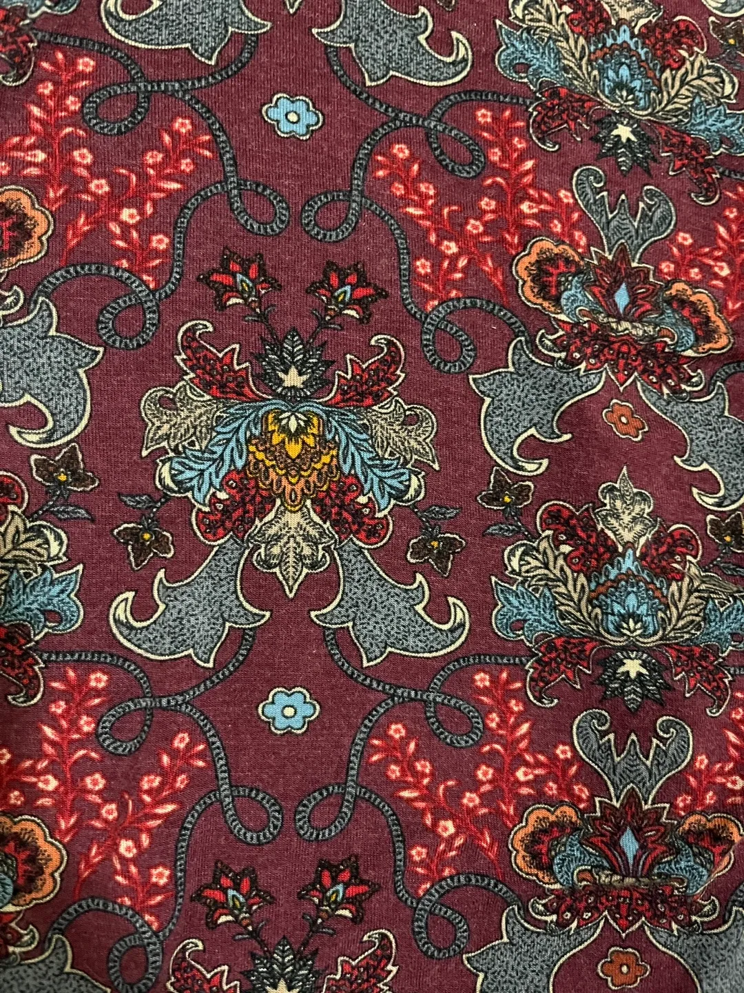 Alkamy womens medium paisley long sleeve burgundy tie front top image indicator(10)