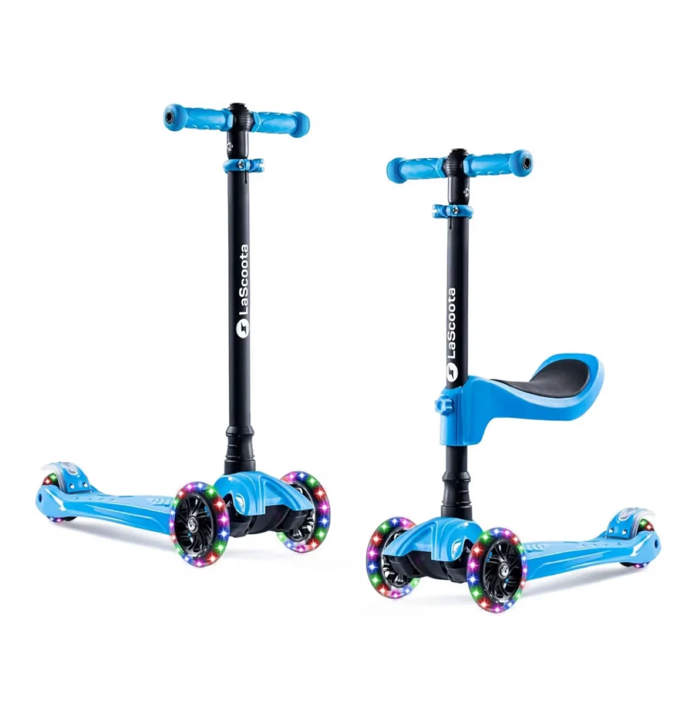 LaScoota Blue 2-in-1 Kick Scooter w/ Seat