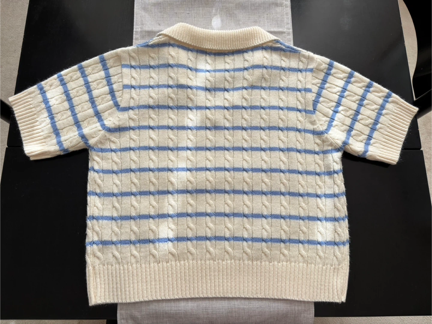 NANING9 Cream & Blue Striped Knit Top - photo 2