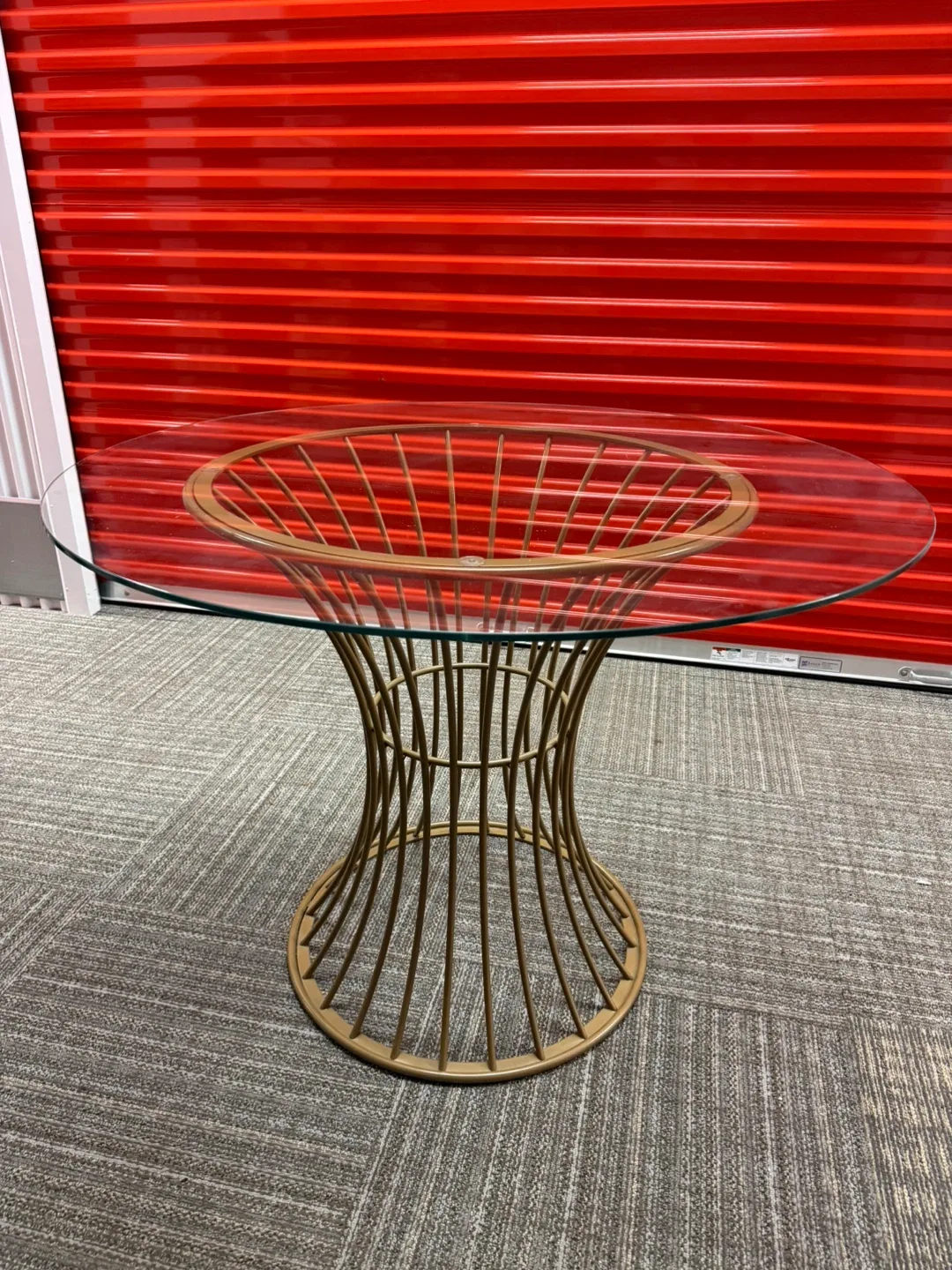 Dinning Glass Table with Gold Metal Base image indicator(3)