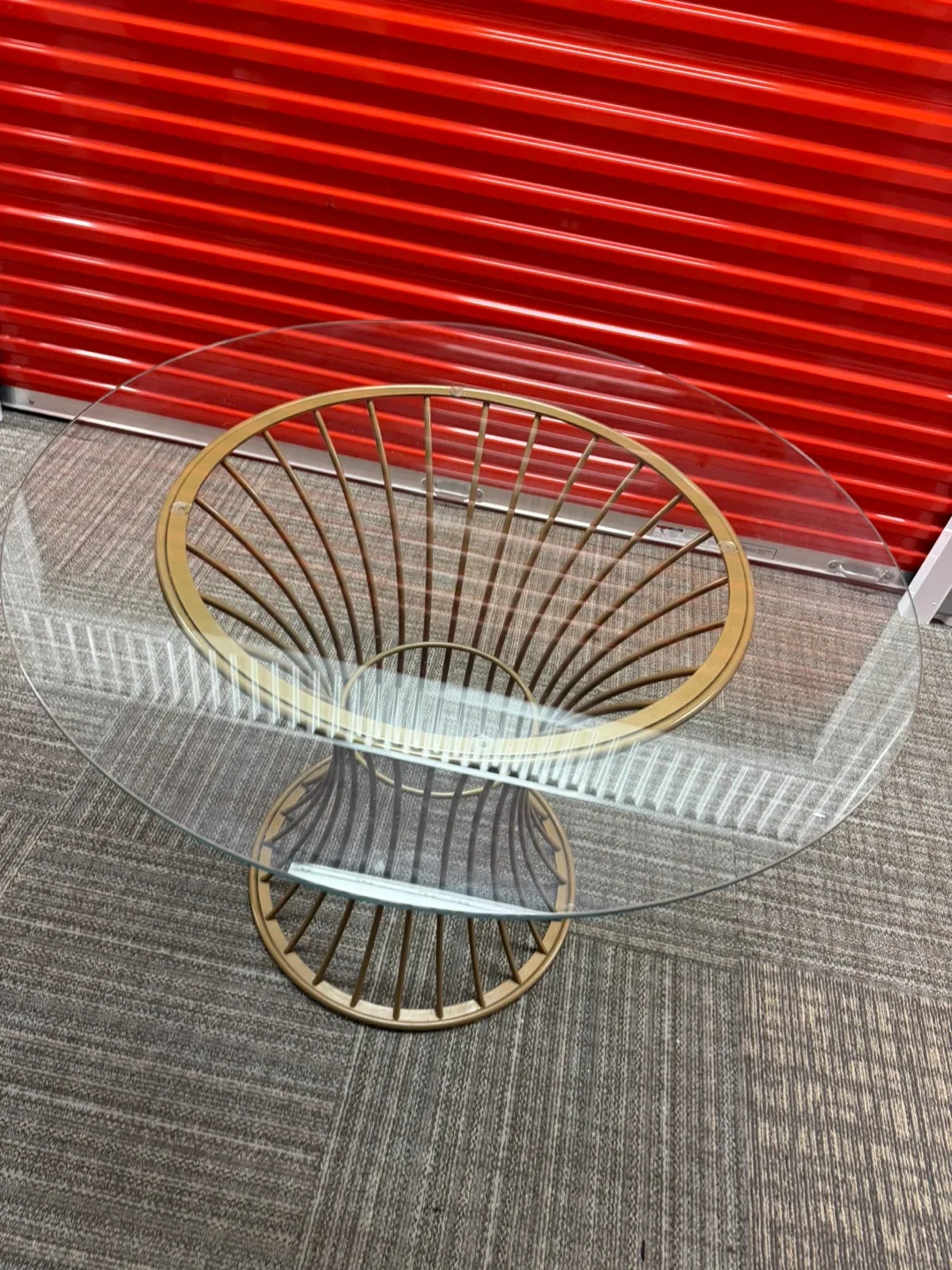 Dinning Glass Table with Gold Metal Base image indicator(2)