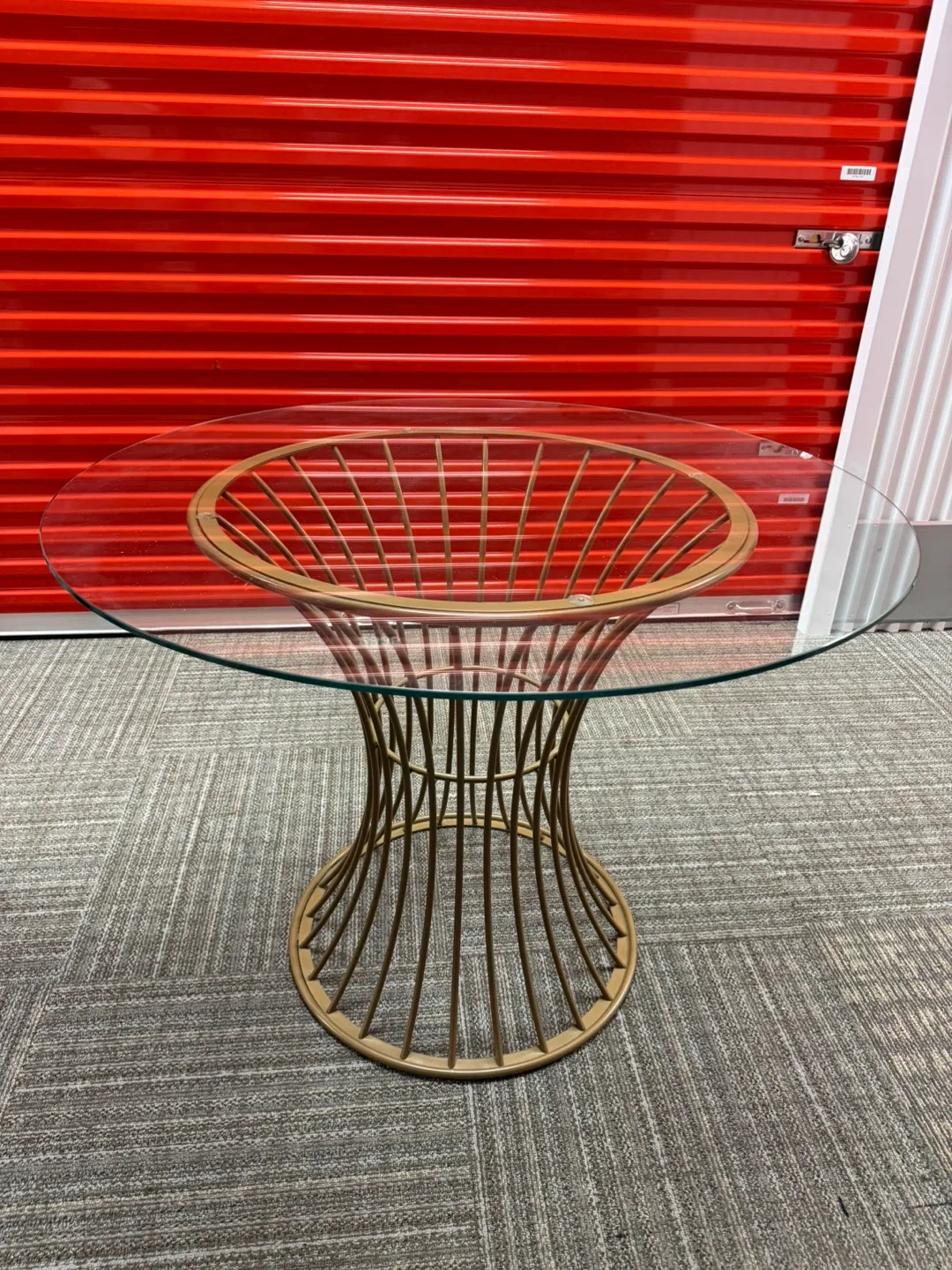 Dinning Glass Table with Gold Metal Base