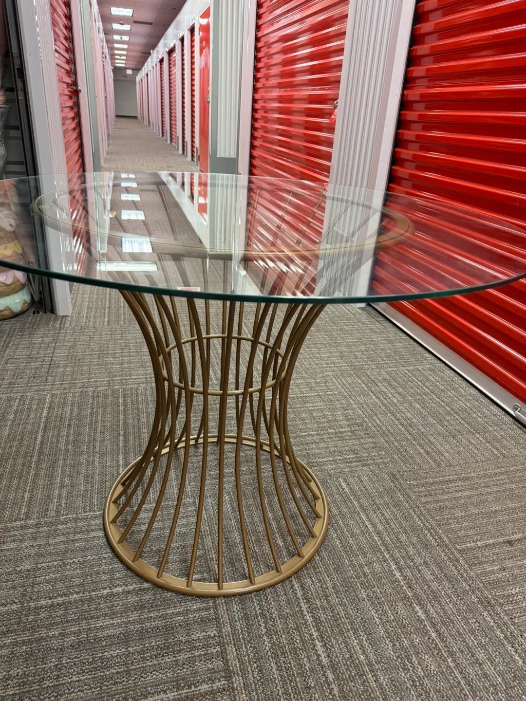 Dinning Glass Table with Gold Metal Base image indicator(4)