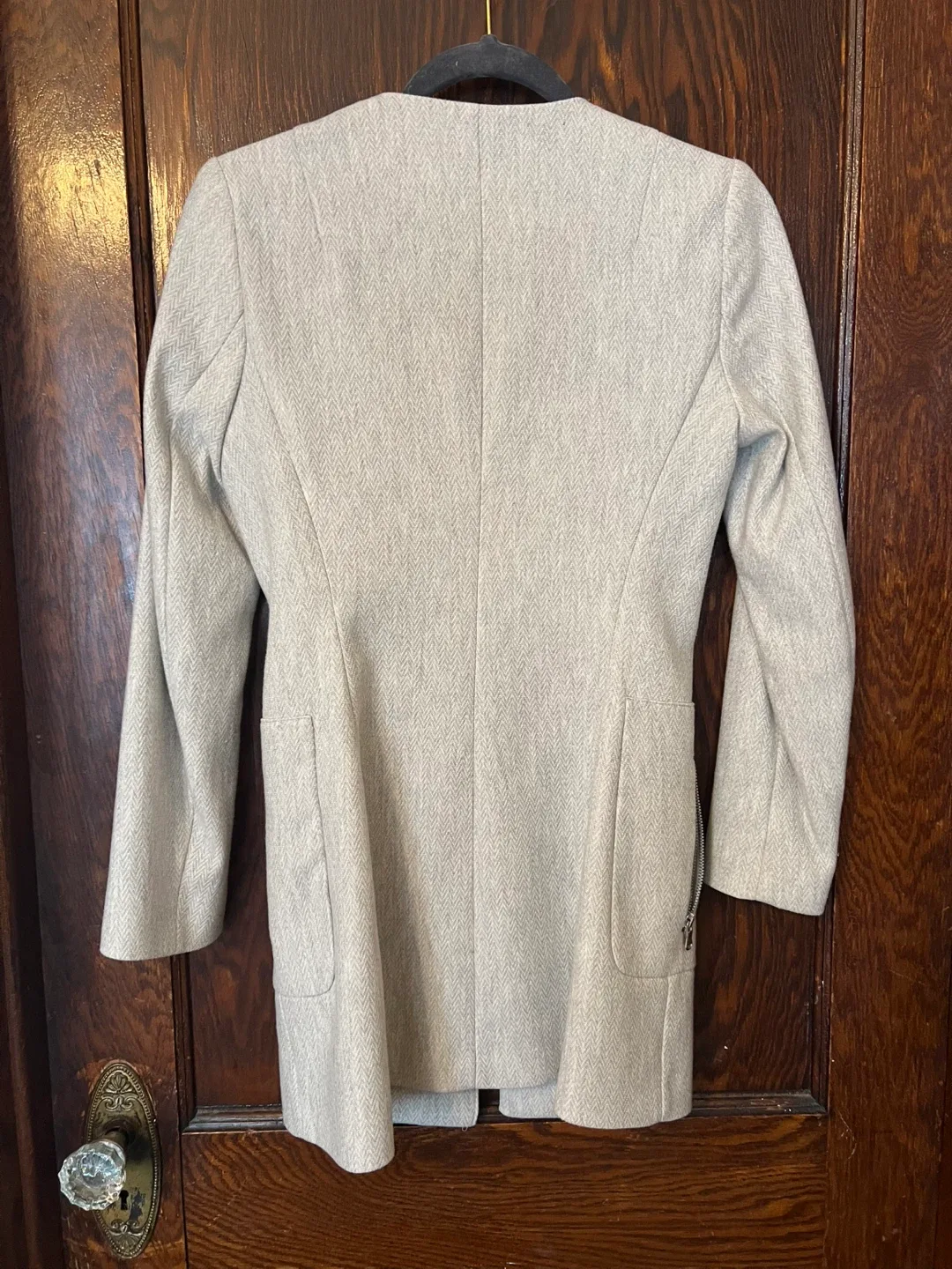 Zara light grey white Coat Blazer - Size S image indicator(2)