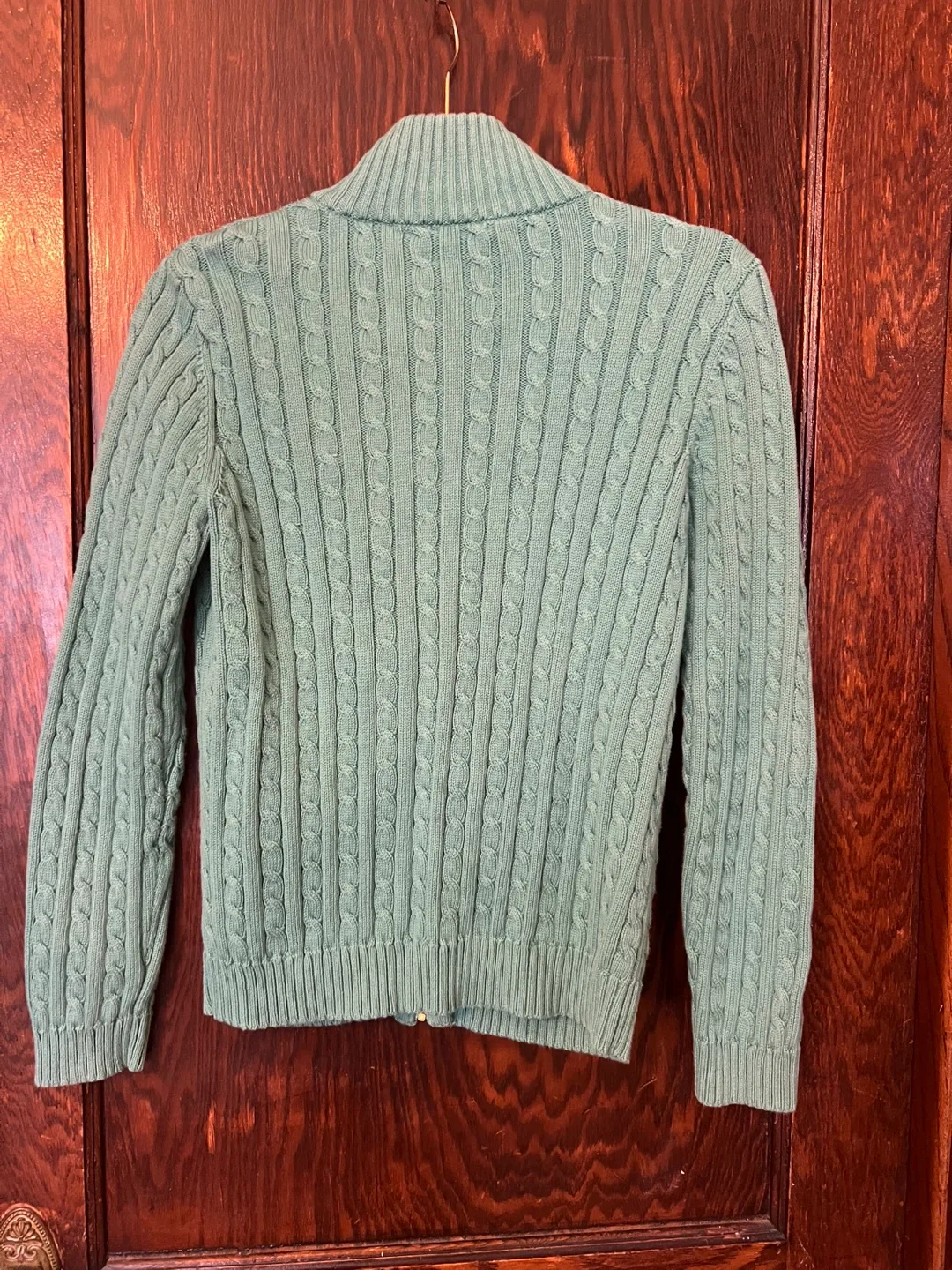 Ralph Lauren turquoise Cable Knit Zip Up Sweater - M image indicator(2)