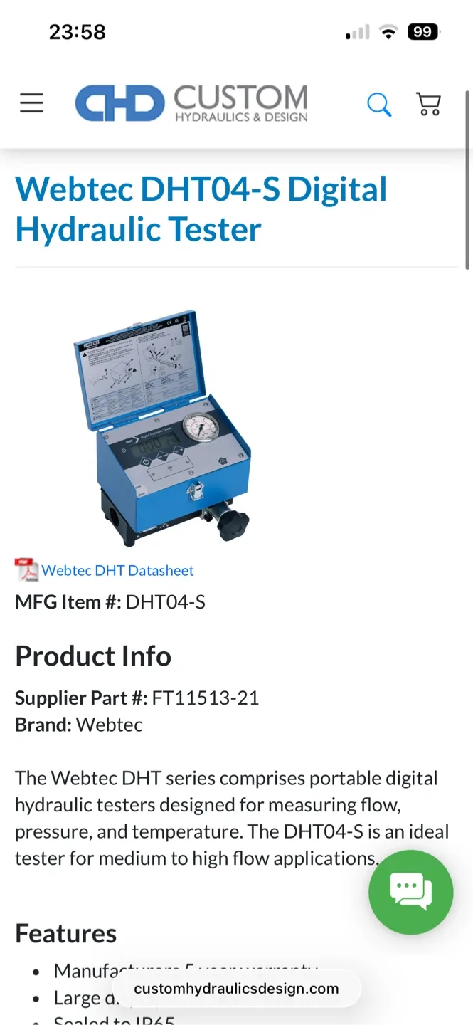 Webtec DHT04-S Digital Hydraulic Tester