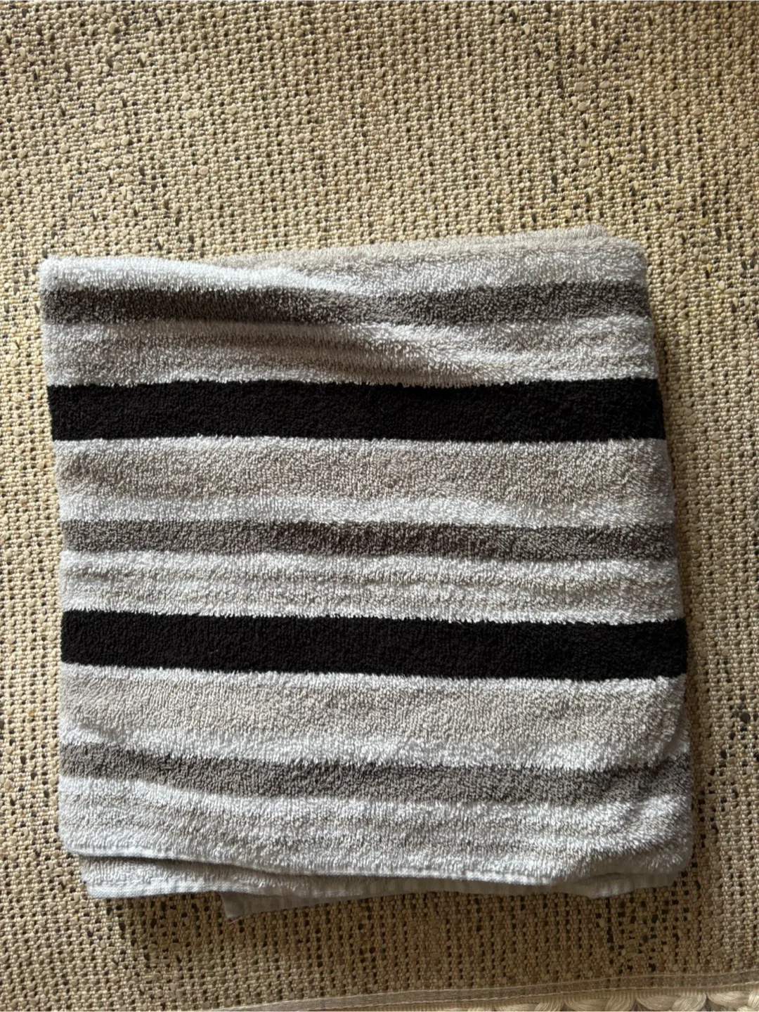 Striped Bath Towel - Grey, Black, and White