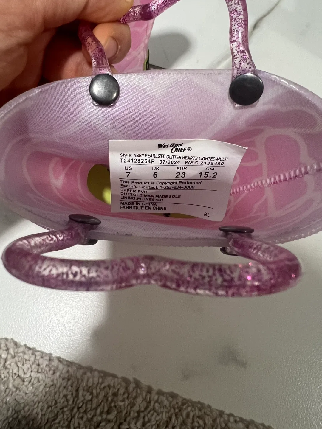 Western Chief Kids' Abby Pearlized Glitter Rain Boots - Size 7 image indicator(5)