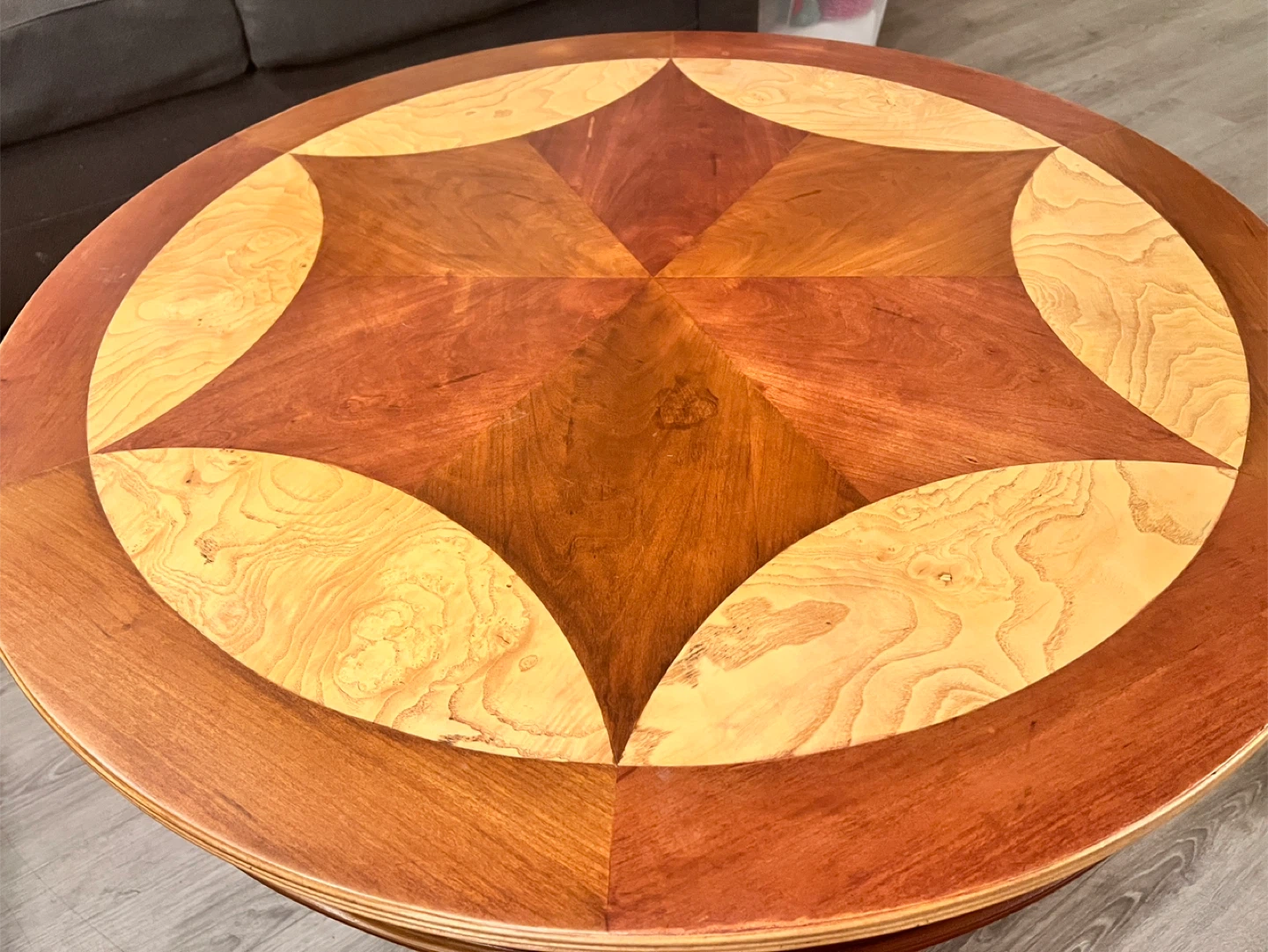 Vintage Round Wooden Coffee Table - photo 2
