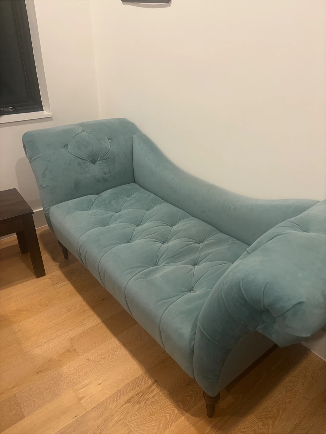 Light Blue Teal Tufted Lounge Sofa Couch